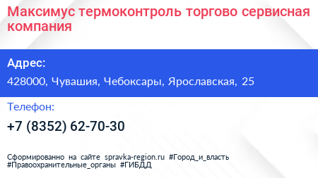 Максимус термоконтроль торгово сервисная компания - визитка