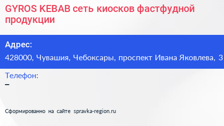 GYROS KEBAB сеть киосков фастфудной продукции - визитка