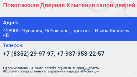 Поволжская Дверная Компания салон дверей - визитка