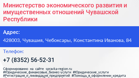 Министерство экономического развития и имущественных отношений Чувашской Республики - визитка