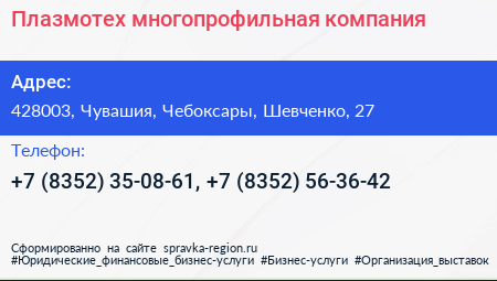 Плазмотех многопрофильная компания - визитка