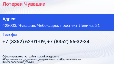 Лотереи Чувашии - визитка