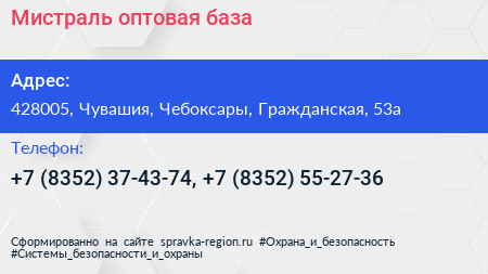 Мистраль оптовая база - визитка