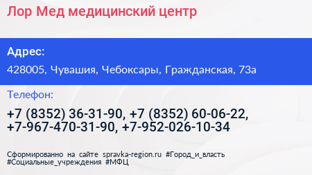 Лор Мед медицинский центр - визитка