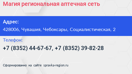 Магия региональная аптечная сеть - визитка