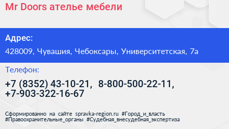 Mr Doors ателье мебели - визитка
