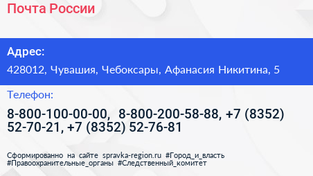 Почта России - визитка