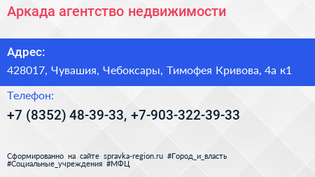 Аркада агентство недвижимости - визитка