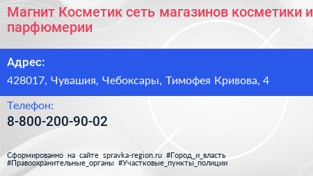 Магнит Косметик сеть магазинов косметики и парфюмерии - визитка
