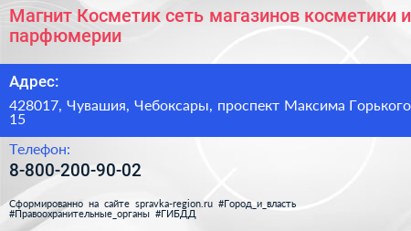 Магнит Косметик сеть магазинов косметики и парфюмерии - визитка