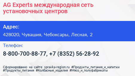 AG Experts международная сеть установочных центров - визитка