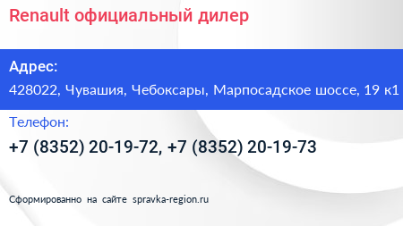 Renault официальный дилер - визитка