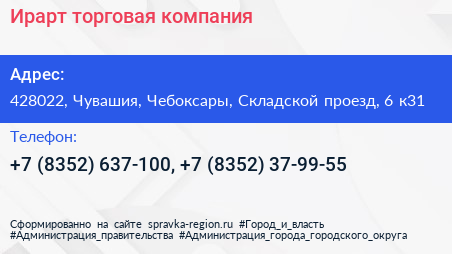 Ирарт торговая компания - визитка