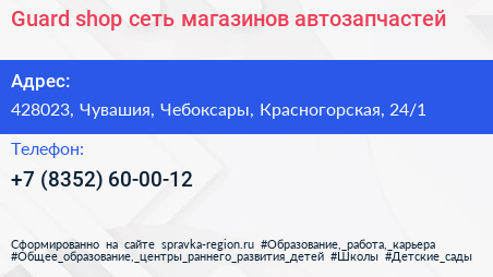 Guard shop сеть магазинов автозапчастей - визитка