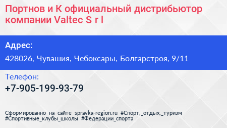 Портнов и К официальный дистрибьютор компании Valtec S r l - визитка