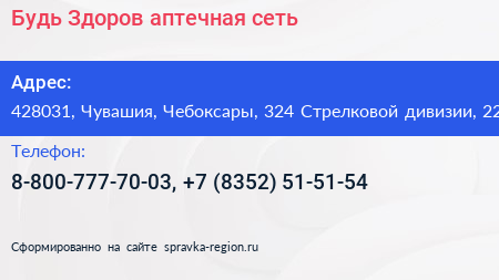 Будь Здоров аптечная сеть - визитка