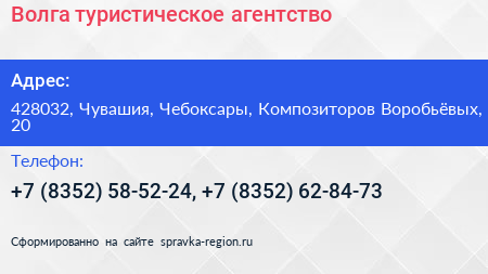 Волга туристическое агентство - визитка