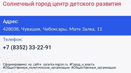 Солнечный город центр детского развития - визитка