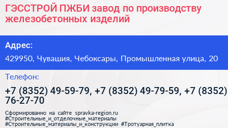 ГЭССТРОЙ ПЖБИ завод по производству железобетонных изделий - визитка
