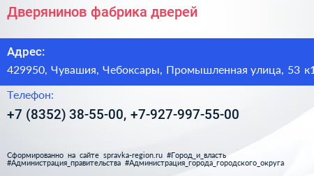 Дверянинов фабрика дверей - визитка