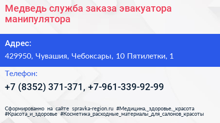 Медведь служба заказа эвакуатора манипулятора - визитка