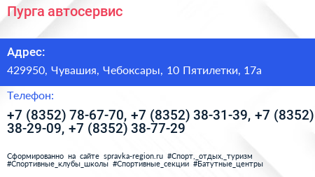Пурга автосервис - визитка