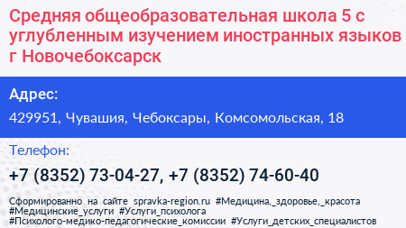Средняя общеобразовательная школа 5 с углубленным изучением иностранных языков г Новочебоксарск - визитка
