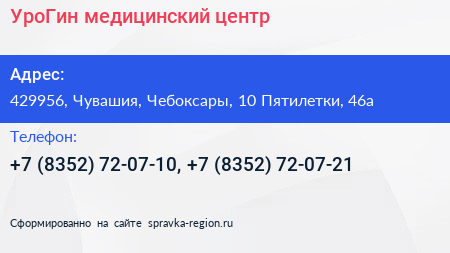 УроГин медицинский центр - визитка