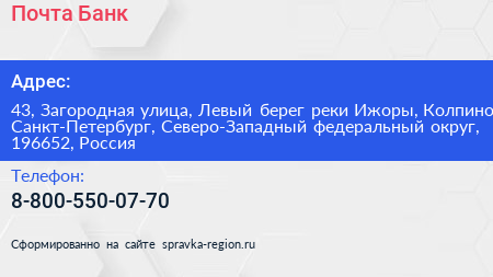 Почта Банк - визитка