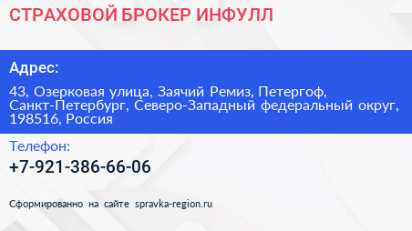 СТРАХОВОЙ БРОКЕР ИНФУЛЛ - визитка