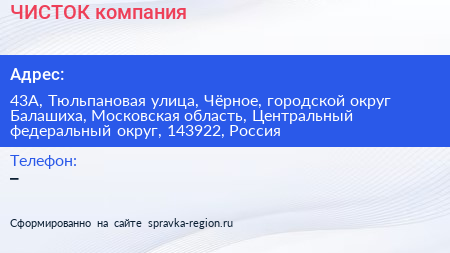 ЧИСТОК компания - визитка