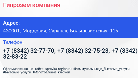 Гипрозем компания - визитка