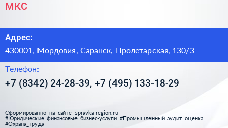 МКС - визитка