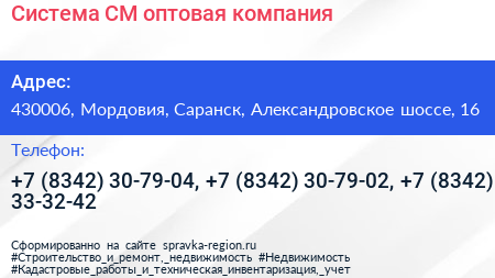 Система СМ оптовая компания - визитка