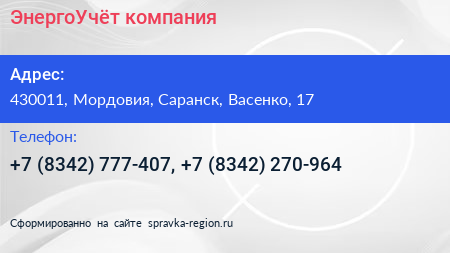 ЭнергоУчёт компания - визитка
