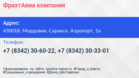 ФрахтАвиа компания - визитка