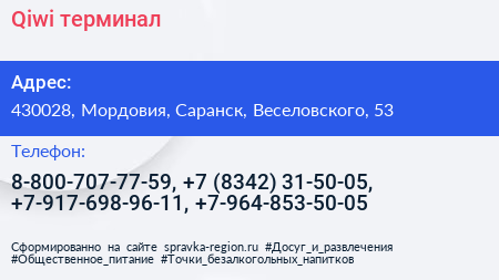 Qiwi терминал - визитка