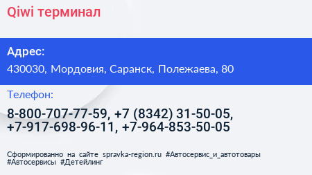 Qiwi терминал - визитка