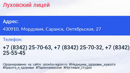 Луховский лицей - визитка