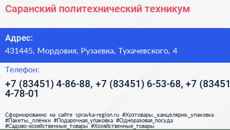 Саранский политехнический техникум - визитка