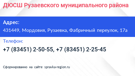 ДЮСШ Рузаевского муниципального района - визитка