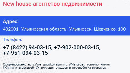 New house агентство недвижимости - визитка