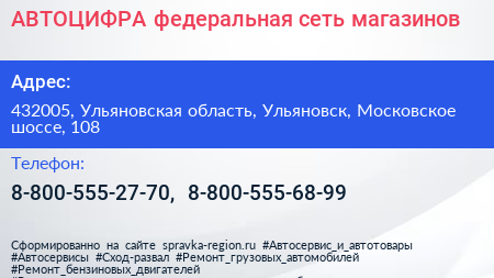 АВТОЦИФРА федеральная сеть магазинов - визитка