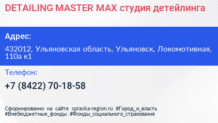 DETAILING MASTER MAX студия детейлинга - визитка