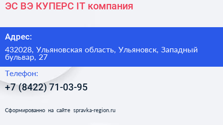ЭС ВЭ КУПЕРС IT компания - визитка