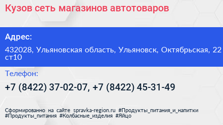 Кузов сеть магазинов автотоваров - визитка
