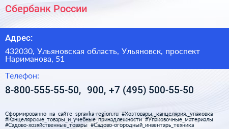 Сбербанк России - визитка