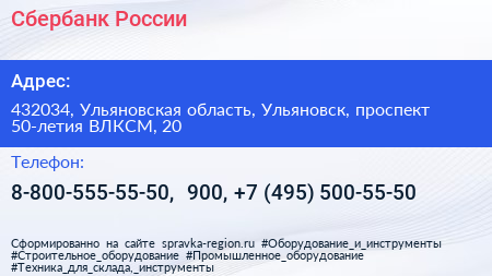 Сбербанк России - визитка