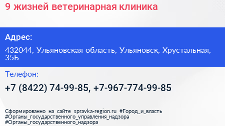 9 жизней ветеринарная клиника - визитка