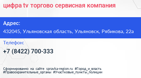 цифра tv торгово сервисная компания - визитка